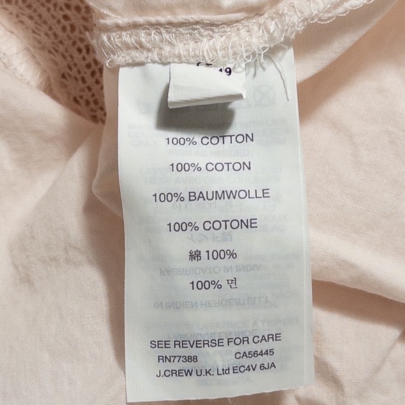 J Crew Top Blouse Womens 12 Light Pink Floral Embroidered Boho Cottage Feminine - Picture 8 of 9